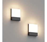 Klighten 2 Pezzi 24W Lampade da Parete LED Esterno/Interno IP65, Applique da Parete Moderno in Alluminio, Lampada a Muro per Balconi Giardini, Grigio Scuro, 1500 Lumen, Bianco Caldo 2700K-3000K