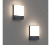 Klighten 2 Pezzi 24W Lampade da Parete LED Esterno/Interno IP65, Applique da Parete Moderno in Alluminio, Lampada a Muro per Balconi Giardini, Anthracite, 1500 Lumen, Bianco Neutro 4500K