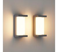 Klighten 2 pezzi 24W LED esterno applique da parete, 3000K, IP65 impermeabile lampada da parete, moderna applique da parete rettangolare per interni, esterni, patio e altro ancora. Antracite