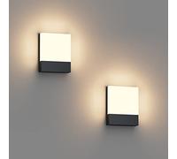 Klighten 2 Pezzi 24W LED Lampada da esterno IP65, Antracite Applique 3000K | Applique da parete esterno 1500 lumen, Applique in alluminio+PC, Lampada da parete interno, Applique da esterno terrazzo