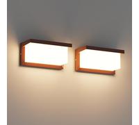Klighten 2 pezzi 24W LED Lampada da parete per esterni, 3000K, 1200LM Applique in alluminio, IP65 Luce da parete impermeabile, adatto per interni all'aperto, giardino, Rosso ruggine