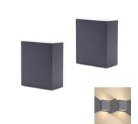Klighten 2 Pezzi 7W Applique da Parete LED Esterno Interni IP65 Su e Giù Lampade da Parete Moderne in Alluminio, Lampada Muro per Soggiorno Entrata Corridoio, 3000K Bianco Caldo, Antracite