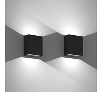 Klighten 2 Pezzi 7W Applique da Parete LED Esterno Interno impermeabile IP65 Su e Giù, Lampade da Parete Moderno in Alluminio per Soggiorno Giardino Corridoio, Bianco Freddo 6000K, Nero