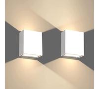 Klighten 2 Pezzi 7W Lampade da Parete LED Esterno Interni IP65 Su e Giù Applique da Parete Moderne in Alluminio, Lampada Muro per Scale, Camera da Letto, Entrata, Bianco Caldo 2700-3000K, Bianca