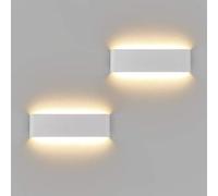 Klighten 2 Pezzi Applique da Parete 30cm Interno LED, 10W 910 Lumen Lampade da Parete Moderne in Alluminio, Lampada Muro per Soggiorni, Camere da letto, Corridoi, 3000K Bianco Caldo, Bianco