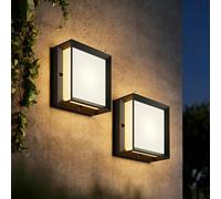 Klighten 2 Pezzi Applique da Parete E27x2 Esterno/Interno,Max 60W,IP65 Impermeabile per Interni ed Esterni,PC + Aluminio,Lampadina Non Inclusa,Nero