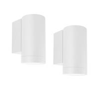 Klighten 2 Pezzi Applique da Parete Esterni IP65, Downlight Lampada da Parete Moderna Applique Esterno in Alluminio per Giardino Ingressi Terrazzi, Attacco GU10, Lampadina non Inclusa, Bianco