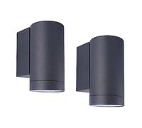 Klighten 2 Pezzi Applique da Parete Esterni IP65, Downlight Lampada da Parete Moderna Applique Esterno in Alluminio per Giardino Ingressi Terrazzi, Attacco GU10, Lampadina non Inclusa, Antracite
