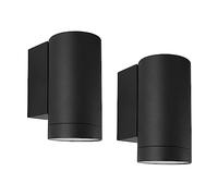 Klighten 2 Pezzi Applique da Parete Esterni IP65, Downlight Lampada da Parete Moderna Applique Esterno in Alluminio per Giardino Ingressi Terrazzi, Attacco GU10, Lampadina non Inclusa, Nero