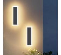 Klighten 2 Pezzi Applique da parete Esterno/Interno LED, 30CM/10W Lampada da Parete, IP65 Lampade Muro, Lampada da Esterni Ferro Acrilico, per Giardino Garage Patio, Bianco Caldo 3000K, Antracite