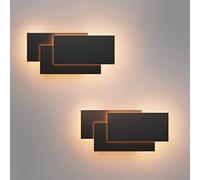 Klighten 2 Pezzi Applique da Parete Interni 24W Moderno Lampade da Parete IP20 Bianco Caldo 2700~3200K Nero Applique Interni Decorativa per Soggiorno, Camera da letto, Corridoio, Scale