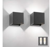 Klighten 2 Pezzi Applique da parete Moderna 9W Lampada da Parete Interni/Esterno 6000K Con G9 Lampadina Sostituibile per lampada da parete per soggiorno, camera da letto, corridoio, Grigio scuro