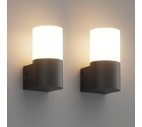 Klighten 2 pezzi Lampada da Parete E27 Esterno/Interno, Nero Applique da Parete, Impermeabile IP65 Lampada da Muro, Luci da parete PC+Alluminio, per Balconi/Giardini, 40W Max, Non Inclusa Lampadina