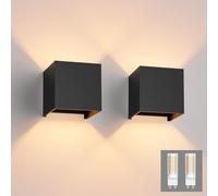 Klighten 2 Pezzi Lampade da Parete per Interni/Esterno Bianco Caldo 3000K Applique da Parete Con G9 Lampadina Sostituibile, per Portico, Bagno, Corridoio,Balcone (Nero)