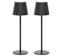 Klighten 2 Pezzi LED Dimmerabile Antracite Lampada da Scrivania senza fili, Ricaricabile Interni/Esterni Lampada da da tavolo a batteria con USB-C, Luce calda 3000K, Alluminio, Impermeabile IP54
