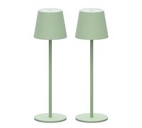 Klighten 2 Pezzi LED Dimmerabile Verde Lampada da Scrivania senza fili, Ricaricabile Interni/Esterni Lampada da tavolo a batteria con USB-C, Luce calda 3000K, Alluminio, Impermeabile IP54