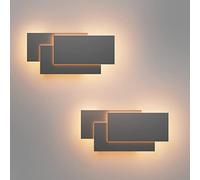 Klighten 2 Pezzi LED Lampada da Parete 24W Moderno Applique da Parete Interni IP20 Bianco Caldo 3000K Applique Interni Decorativa per Soggiorno, Camera da letto, Corridoio, Scale (Grigio scuro)