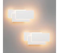 Klighten 2 Pezzi LED Lampada da Parete 24W Moderno Applique da Parete Interni IP20 Bianco Caldo 3000K Applique Interni Decorativa per Soggiorno, Camera da letto, Corridoio, Scale (Bianco)