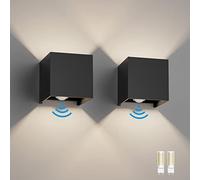 Klighten 2 Pezzi LED Lampada da Parete Interno/Esterno con Sensore di Movimento, con Sorgente Luminosa Sostituibile Lampadina G9, 3000K Bianco Caldo Angolo del Fascio Regolabile Applique Esterno, Nero