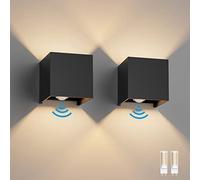 Klighten 2 Pezzi LED Lampada da Parete Interno/Esterno con Sensore di Movimento, con Sorgente Luminosa Sostituibile Lampadina G9, 3000K Bianco Caldo Angolo del Fascio Regolabile Applique Esterno, Nero