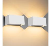 Klighten 2PCS Lampade da parete 24W Esterno/ Interno Moderno , lampada da esterno Bianco Caldo 3000K Applique da Parete, IP65 Impermeabile , Angolo del Fascio Regolabile Applique, Bianca