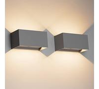 Klighten 2PCS Lampade da parete 24W Esterno/Interno Moderno, lampada da esterno Bianco Caldo 3000K Applique da Parete, IP65 Impermeabile, Angolo del Fascio Regolabile Applique, Grigio scuro