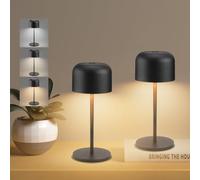 Klighten 2pcs Led Dimmerabile Lampada Da Tavolo Senza Fili, 3000K-6000K Piccola Ricaricabile Con Usb-C, Lampada Da Scrivania Per Interni/Esterni Touch, Nero, H21cm, IP54, Luce Calda/Naturale/Fredda