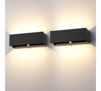 Klighten 30W Lampada da esterno,2 PCS Applique da Parete con sensore di movimento per luci esterni/interni Lampada da parete con fascio regolabile IP65 Impermeabile 3000K, Nero
