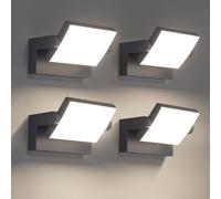 Klighten 4 Pezzi 24W Applique da Esterno Interno LED IP65, Luci da Parete Alluminio Orientabile Lampade da Parete Moderno per Ingresso Giardino, 1500 Lumen, Antracite, Bianco Naturale 4000K