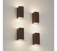 Klighten 4 Pezzi Applique da Parete Esterno Interno Impermeabile IP65, Attacco GU10 Lampade da Parete Moderno in Alluminio, Up&Down Lampada a Muro Colore Ruggine, Lampadina non Inclusa