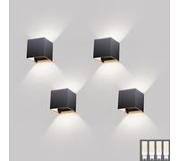 Klighten 4 Pezzi Lampada da Parete Esterno/Interno Moderno Up Down, Applique da Parete 9W con Lampadina G9 Sostituibile, Applique da Esterno IP54 Impermeabile, Bianco Neutro 4000K, Antracite Ral 7016