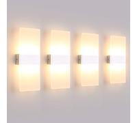 Klighten 4PCS Lampada da Parete Interno 12W Bianco caldo 3000K, Moderno Applique da Parete in Acrilico Perfetto per Camera da Letto, Soggiorno, Bagno, Corridoio, Scale, 780 Lumen