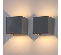 Klighten Applique 12W LED Applique quadrata a LED, Lampada da parete 3000K Luce bianca calda per camera da letto / scala / soggiorno / ufficio, IP65, Grigio scuro, 2 pezzi