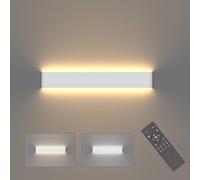 Klighten Applique da Parete LED Interno Dimmerabile con Telecomando, Lampada da Parete Decorativo Mordern, per Soggiorni, Camere da letto, Bagno, 800-2000 Lumen, 3000K-6000K, 20W, 61cm, Bianco