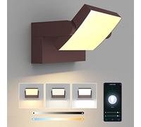 Klighten Applique LED Dimmerabile Esterno Interno 24W Controllo APP, Timer, IP65 Luci da Parete, Lampade da Parete Regolabile Alluminio Moderno per Ingresso Terrazza Giardini, Bronzo, 3000K-6000K