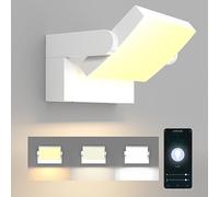 Klighten Applique LED Dimmerabile Esterno Interno 24W Controllo APP, Timer, IP65 Luci da Parete, Lampade da Parete Regolabile Moderno in Alluminio per Ingresso Balconi Giardini, Bianco, 3000K-6000K