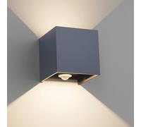 Klighten Lampada da esterno, 12W Applique da Parete con sensore di movimento per luci esterni/interni Lampada da parete con fascio regolabile IP65 Impermeabile 4000K, Antracite