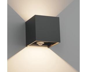 Klighten Lampada da esterno, 12W Applique da Parete con sensore di movimento per luci esterni/interni Lampada da parete con fascio regolabile IP65 Impermeabile 4000K, Nero