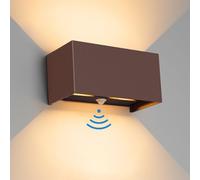 Klighten Lampada da esterno,24W Applique da Parete con sensore di movimento per luci esterni/interni Lampada da parete con fascio regolabile IP65 Impermeabile 3000K,Rosso Ruggine