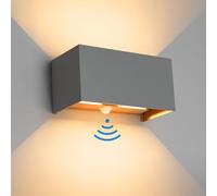 Klighten Lampada da esterno, 24W Applique da Parete con sensore di movimento per luci esterni/interni Lampada da parete con fascio regolabile IP65 Impermeabile 3000K,Grigio scuro