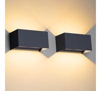 Klighten lampade da parete 24W Esterno/Interno Moderno, 2PCS lampada da esterno Bianco Caldo 3000K Applique da Parete, IP65 Impermeabile, Angolo del Fascio Regolabile Applique(Antracite)