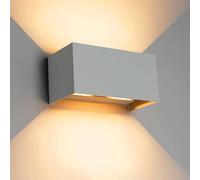 Klighten lampade da parete 24W Esterno/Interno Moderno, 2PCS lampada da esterno Bianco Caldo 3000K Applique da Parete, IP65 Impermeabile, Angolo del Fascio Regolabile Applique(Grigio)