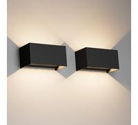 Klighten lampade da parete 24W Esterno/Interno Moderno,2PCS lampada da esterno Bianco Caldo 4000K Applique da Parete, IP65 Impermeabile, Angolo del Fascio Regolabile Applique(Nero)