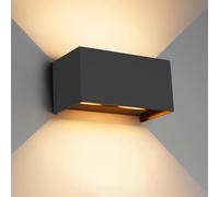Klighten lampade da parete 24W Esterno/ Interno Moderno , lampada da esterno Bianco Caldo 3000K Applique da Parete, IP65 Impermeabile , Angolo del Fascio Regolabile Applique( Nero)
