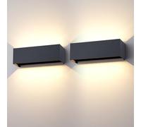 Klighten lampade da parete 30W Esterno/Interno Moderno,2 PCS lampada da esterno Bianco Caldo 3000K Applique da Parete, IP65 Impermeabile, Angolo del Fascio Regolabile Applique(Antracite)