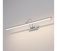 Klighten Led Lampada Da Specchio Bagno 70cm,Lampada Da Parete Rotante Ip44,24W 1650LM Luce Specchio Bagno Led,Applique Moderno In Alluminio,Bianco naturale 4000K,Cromo