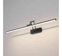 Klighten Led Lampada Da Specchio Bagno 70cm, Lampada Da Parete Rotante Per Bagno Ip44, 24W 1650 LM Luce Specchio Bagno Led, Applique Bagno Specchio Moderno In Alluminio,Bianco naturale 4000K, Nero