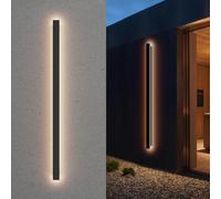 Klighten LED Lunga Applique Esterno IP65, 120CM/35W Bianco Cald 3000K Nero | Moderno Lampada da Parete Interno, Acciaio inossidabile Luci da Parete, per Ingresso Giardino Terrazza