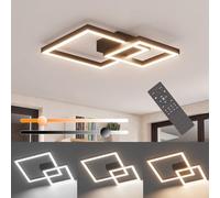 Klighten Plafoniera Led Soffitto 35W Dimmerabile con Telecomando, Lampada da Soffitto Moderna, Plafoniera Decorativa Alluminio per Soggiorno Cucina Corridoio Camera da Letto, 3000K-6000K, Nero