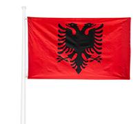 KliKil Bandiera Albanese 90x150 cm - Tessuto da esterno resistente alle intemperie 150x90 cm con 2 occhielli metallici. Albania Flag giardino decorazioni